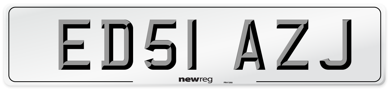 ED51 AZJ Number Plate from New Reg